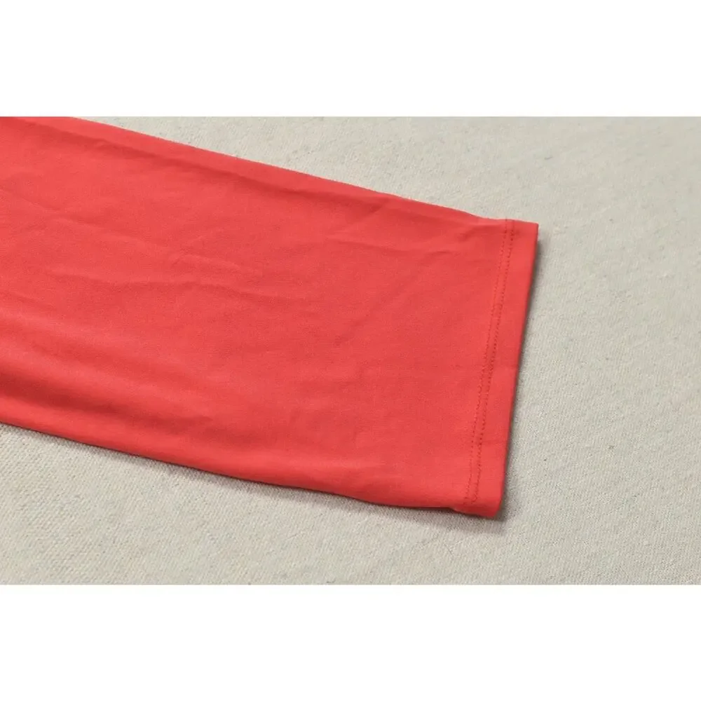 Chico's The Ultimate Tee Size 2 Coral Pink Asymmetrical Hem 3/4 Sleeve Top Polye